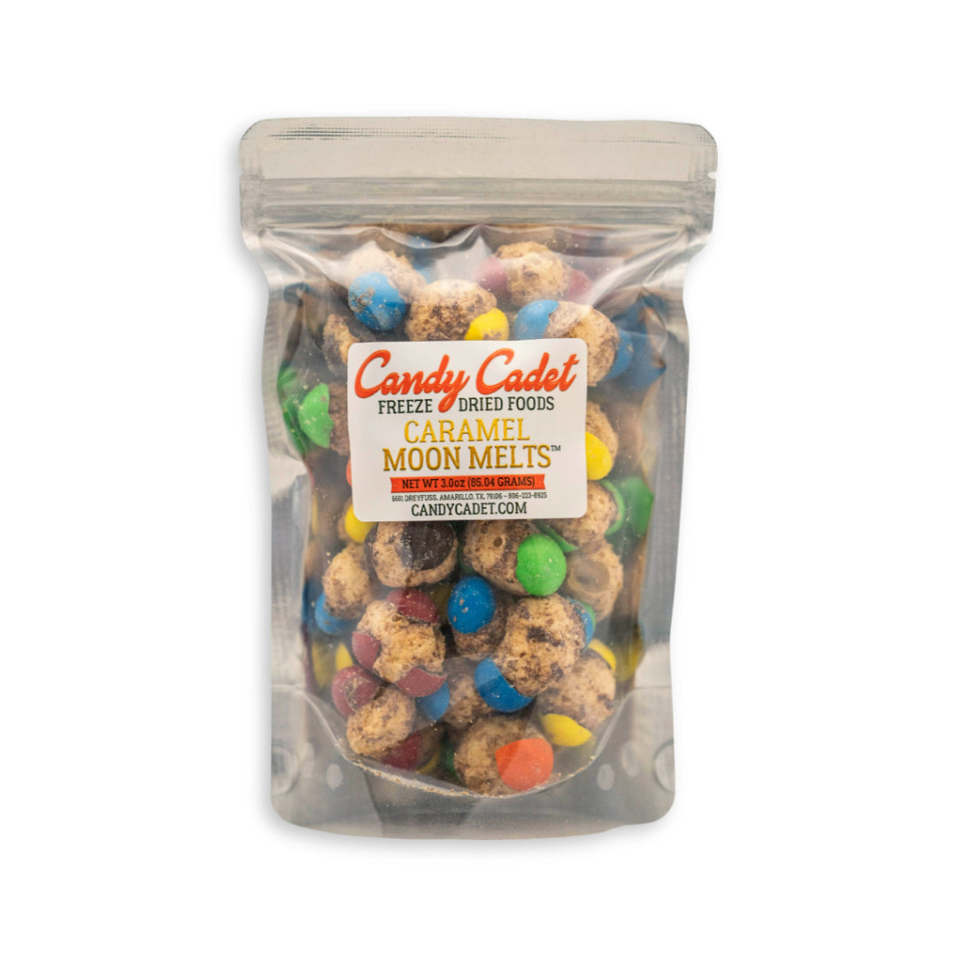 Freeze Dried Moon Melts™ are made using Caramel M&M's®