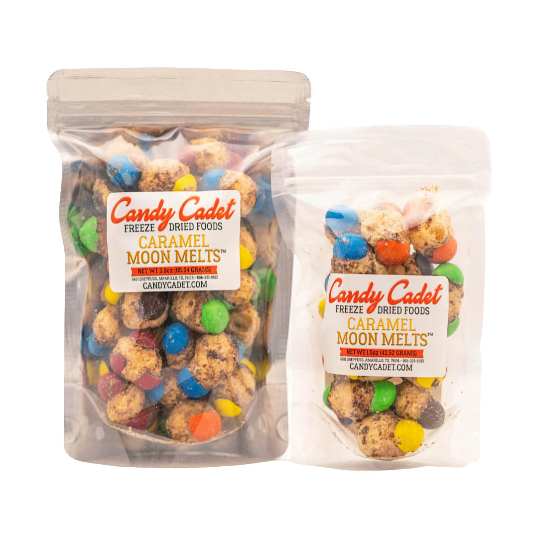 Freeze Dried Moon Melts™ are made using  Caramel M&M's®